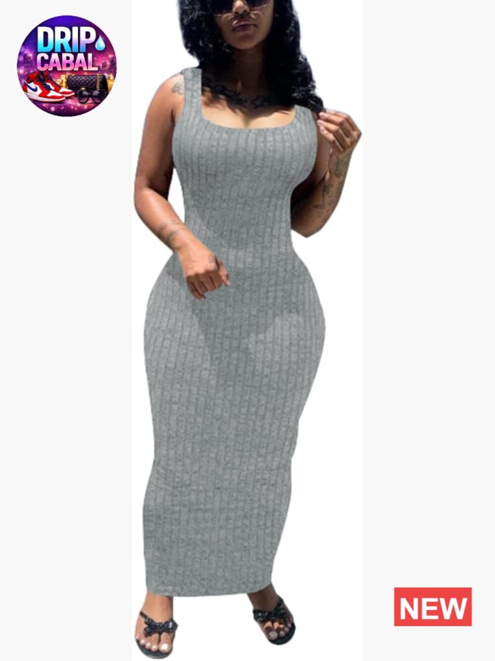 Bodycon Maxi Dress Stretchy Sleeveless Tank Dress Summer Long Ribbed Casual